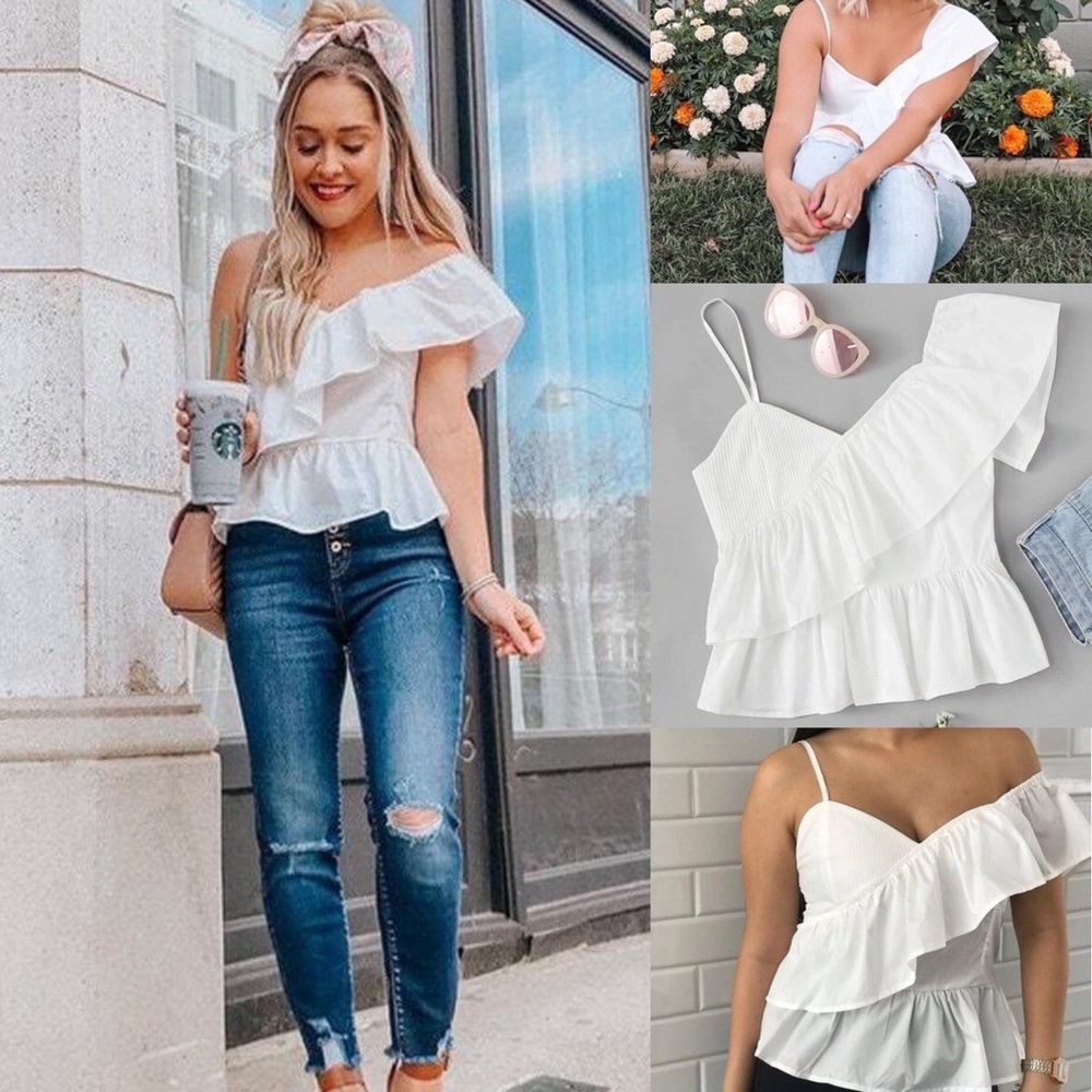 Ruffled Asymmetrical Peplum Top